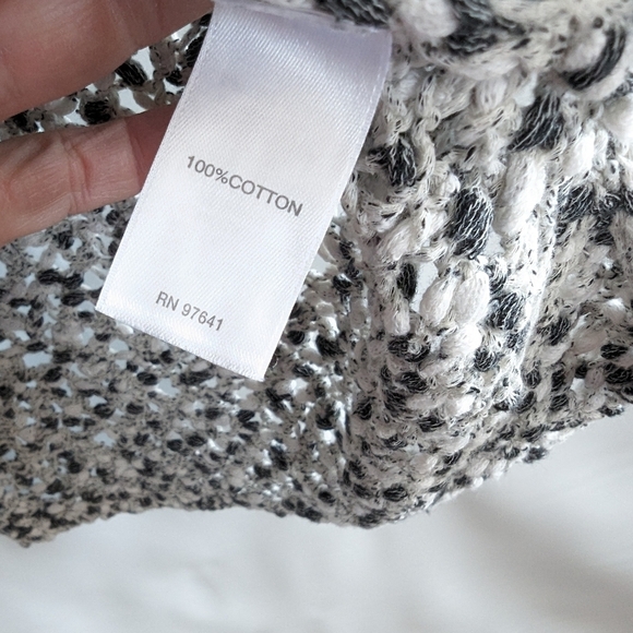 J. Jill Loose Knit Sweater Large White Gray 100% Cotton Beachy Neutral - Picture 14 of 15